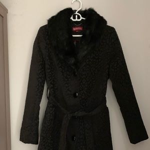 Black Pea Coat with Removable Collar